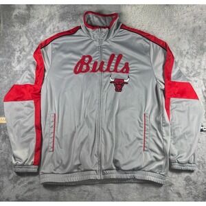GIII Sports Carl Banks Chicago Bulls Track Jacket Gray Red XL Full Zip 58BLI2037